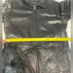 Andrew Marc  black leather belted jacket coat with zipper woman size large Photo 5