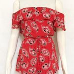 Honey Punch Rose Ruffle Off Shoulder Boho Romper Photo 1