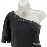 Calvin Klein NWT Women's One-Shoulder Black Ruffle-Sleeve Cocktail Dress Sz 2 Photo 5