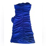 ZARA Bodycon Mini Dress Royal Blue Floral Detail Cut Out Womens Size Small NWT Photo 3