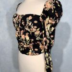 Free People  Hillary Square Neck Poof Long Sleeve Floral Keyhole Crop Top M NWOT Photo 6