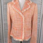 Grace Elements Blazer Tweed Fringe Trimmed Cropped Peach-10 Photo 0