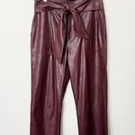 Lucy Paris [] Burgundy Faux Leather Belted High Rise Kick Flare Pants Sz Medium M Photo 1