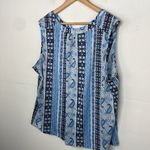 Cure Boho V neck Paisley print sleeveless top 3X Blue Photo 3