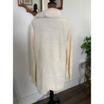 New Directions Womens Large Ivory Faux Fur Trim Open Front Cardigan wrap coat Photo 2
