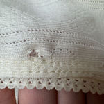 Just Polly cropped white shirt with bow pattern throughout and pink bow‎ Size L Photo 3