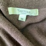 Vertigo Paris Vertigo Brown Rhinestone Bodice Half Sleeve Drape Neck Knit Sweater Top M Photo 3