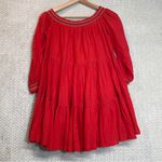 Free People Red Sunbeams Floral Embroidered Off Shoulder Babydoll Mini Dress Photo 7