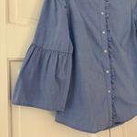 Boden Wide Bell Long Sleeve Ruffle Front Button Down Shirt Top Blue Size 6 UK 10 Photo 3