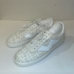 Stuart Weitzman  NWT‎ Daryl Cream White Tweed Leather Sneakers with Ribbon Laces Photo 2