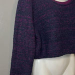 Kerisma Sweater Womens M/L Purple Black Marled Cropped Scoop Neck Knit Pullover Photo 0