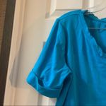 Ellen Tracy  Blue Scoop Neck Short Sleeve Blouse XL Photo 3