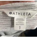 Athleta  Striped Muscle Tank Top Womens Size Small Gray White Ribbed Sleeveless Photo 3
