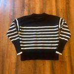 Philosophy  Sweater Small Black White Stripe Thick Knit Soft Casual Long Sleeve Photo 4
