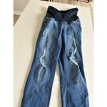 1822 Denim Gap Denim Maternity Jeans Size 26 Distressed Frayed Hem Blue Skinny Photo 2