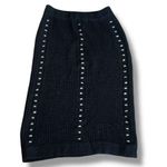 Vintage 90s Black Cable Knit Maxi Skirt Metallic Silver Studs Small Silk Angora Photo 9