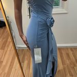 Club L London powder blue wrap cowl-neck dress Photo 7