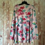 Unbranded Pink Floral Flamingo Print V Neck Ribbed Long Sleeve Top Size 4X Photo 7