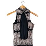 Privy Size S High Neck Lace Bodycon Maxi Dress Black Gold Special Occasion NYE Photo 7