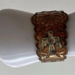 Vintage Native American Navajo Copper Thunderbird eagle Cuff Bracelet Sz 6.5” Brown Photo 10