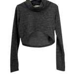 CAbi Top Womens Medium Gray Glee Cropped Cowl Neck Long Sleeve Boho Pullover Photo 0