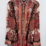 Chico's Travelers Shirt Jacket Womens XL 3 Light Papaya Coral Printed Mesh Photo 0