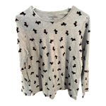 Croft & Barrow  Gray Long Sleeve T-Shirt Dog Print Pullover Petite Cotton Photo 1