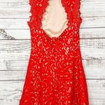 Francesca's Francesca’s Red Lace Halter Neck Sleeveless Cocktail Mini Party Dress, EUC, Med Photo 9