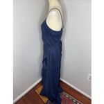 J. McLaughlin  Emilia Navy Blue Linen Wrap Maxi Dress Medium M Photo 4