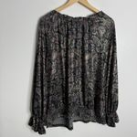 Democracy NWOT Paisley Print Metallic Long Slevees Elasticized Blouse Size 2X Photo 1
