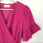 Line and Dot Cherie Mini Wrap Dress Ruffle V-Neck Short Sleeve Fuchsia Pink Medium Photo 4