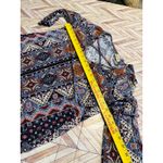 One World  Boho Print Lattice Neck Tunic Top Women's Size L Asymmetrical Hem Photo 5