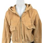 Urban Outfitters BDG Tan Corduroy Zip Up Hooded Hoodie Crop Bomber Coat Jacket M Photo 2