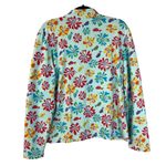 Fresh Produce Floral Sky Blue Zip Crew Neck Sweater Women's Large – Small Flaw Photo 3