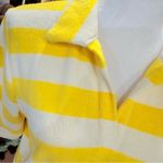 Trovata Birds of Paradise Yellow and White Striped Terrycloth Polo Shirt Medium Photo 1