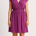 Lilla P Draped Surplice Elastic Waist Dress Berry Magenta – Size Large💛 Purple Photo 0