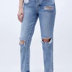 Pac Sun Distressed Dad Denim Jeans Womens Sz 22 Medium Wash Straight Leg Grunge Photo 11