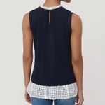 Loft Women's Eyelet Mixed Media Sweater Tank Forever Navy Photo 2