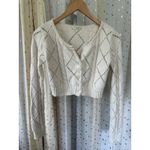 PacSun  John Galt Cream Agnes Chunky Corded Rib Sweater Pointelle Crop Cardigan Photo 2