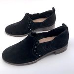 Clarks NEW  Trish Bell Studded Leather‎ Flat Slip On Bootie Black Suede Photo 3