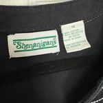 None Shenanigan’s Black White Embroidered V-neck Short Sleeve Shirt Top Blouse Photo 2