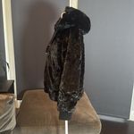 Women’s Black Super Soft Faux Fur Hooded Short Jacket Full Zip Size S NWT Photo 5