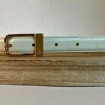 Liz Claiborne Vintage 90s White Genuine Leather Golden Buckle Belt Size Large Photo 0