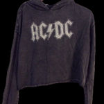 Crop ACDC band hoodie embellished Medium M long sleeve rock music Black Photo 0