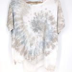 Valentina Naldi Italy 100% Linen Tunic Top Silk Hem Tie Dye Beige Gray Photo 0