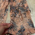 Nina Leonard  Sz M Peach and Blue Sheer Floral Blouse Photo 3