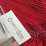 vtg Cameron Blake Dress Womens 10 Red Beaded Evening Gown Formal Prom Strapless Photo 5