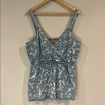 Anthropologie NWT  Porridge denim marble dye surplice tank top L Photo 2