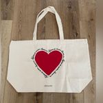 Sézane  red heart mon amour canvas tote bag NWOT Photo 0