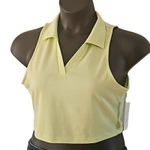 Abound NWOT  Women’s Pastel Neon Green Polo Collar Short Sleeve Crop Top Large Photo 1